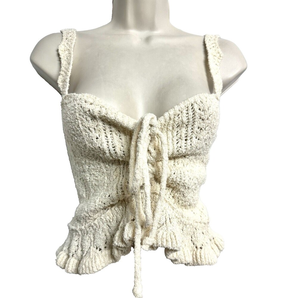 Urban Outfitters Y2K Baby Doll Coquette Sweetheart Neck Knitted Front Tie Top S